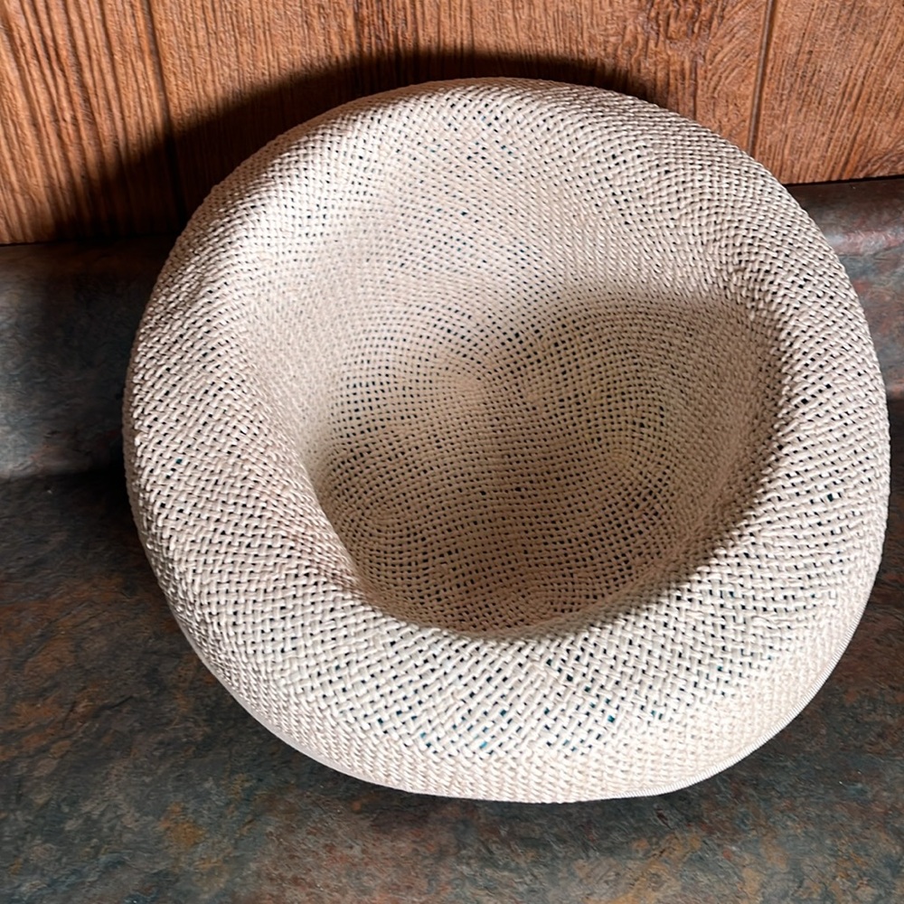 Vintage Liz Claiborne 1980 straw hat in aqua and white - Picture 2 of 6